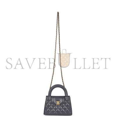 CHANEL MASTER GREY QUILTED AGED CALFSKIN MINI KELLY BRUSHED GOLD HARDWARE AS4416 (19*13*7cm)